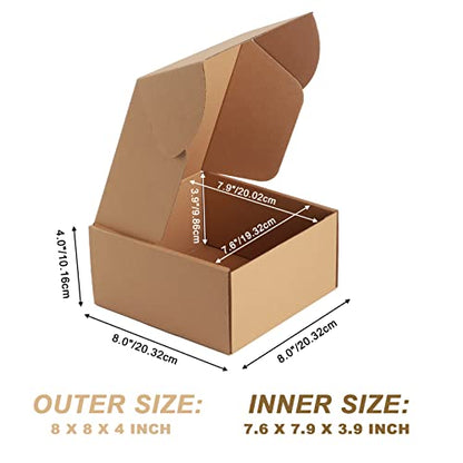PHAREGE 25 Pack 8x8x4 inch Cardboard Shipping Boxes, Brown Gift Boxes - color: Brown, size: 8x8x4 inch 25 Pack