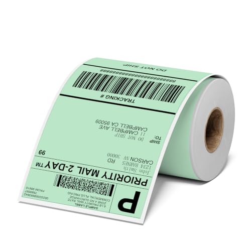 4x6 Thermal Labels, Shipping Address Label (Pack of 250 4x6 Roll Labels) - color: Green-250