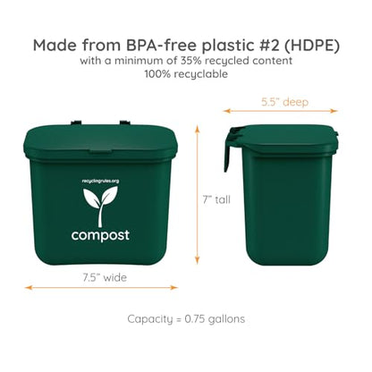 Small Green Compost Bin Container for Hanging on Kitchen Trash Container - size: Qty 1 Compost Green