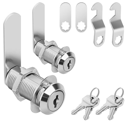 Cabinet Locks Keyed Different 1-3/8" Cam Lock with Keys Secure Files Drawers RV Storage Locks Replacement Set, Zinc Alloy(Silver 2PCS,1-3/8 Inch) - size: 1-3/8 Inch