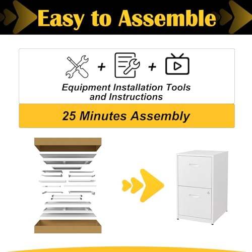 SteeLoong 2 Drawer File Cabinets,Metal Office File Cabinet with Lock,White - color: White, style: 2 Drawer Light Duty