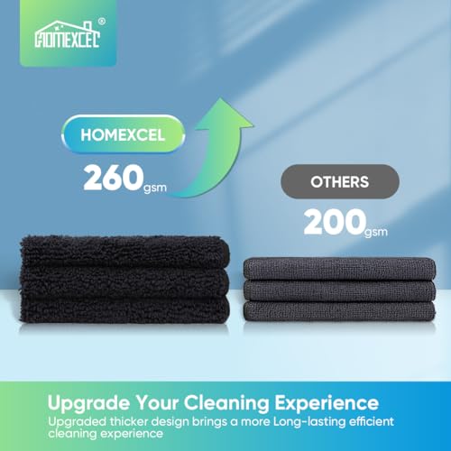 HOMEXCEL Black Microfiber Cleaning Cloth, Microfiber Towels for Car, 12 PK - color: Black