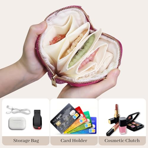 Stratalife Small Travel Jewelry Case, Qulited Storgae Pouch - color: Quilted Rose Pink
