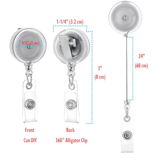 QREEL Badge Reel, ID Badge Holder Retractable Clip, Clear, 10 Pack - color: Translucent Clear, size: 10 Pack