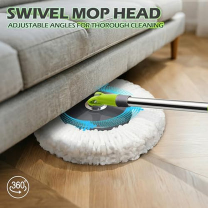 Masthome Compact Spin Mop Bucket System with Pedal Wringer Set - color: Green+dark Grey