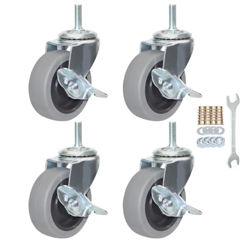 Caster Wheels, Heavy Duty Casters Threaded Stem Casters No Noise Swivel Casters Set of 4 Locking Castor Wheels for Funiture, Workbench, Carts (5/16''-18×25mm, 3 Inch) - style: 5/16''-18×25mm