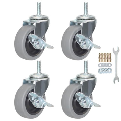 Caster Wheels, Heavy Duty Casters Threaded Stem Casters No Noise Swivel Casters Set of 4 Locking Castor Wheels for Funiture, Workbench, Carts (5/16''-18×25mm, 3 Inch) - style: 5/16''-18×25mm