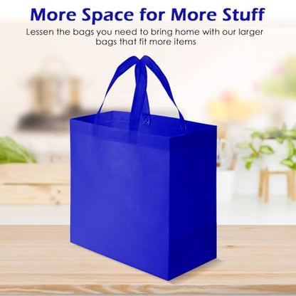 Reginary 50 Pcs Reusable Tote Bags Shopping Bags Non Woven, Sapphire Blue - color: Sapphire Blue