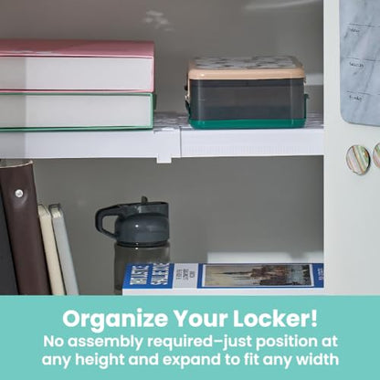 LockerMate Adjust-A-Shelf Locker Shelf, School Organizer, White - color: White