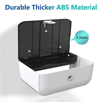 modunful Paper Towel Dispenser Wall Mount No Drill Adhesive, Keylock White - color: D-23 White
