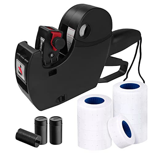 MX5500 Pricing Tag Gun with 5150 pcs Sticker Labels & Extra Inker, 8 Digits Tag Maker for Retail Shop, Grocery Store (Black) - color: Black