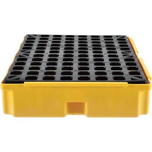 Global Industrial Low Profile Spill Containment Modular Platform, 2 Drum | Capacity, 30 Gallon Liquid Capacity, 5000 Lbs Weight Capacity, 51.5"W x 26.25"D x 6.5"H, Yellow - style: 2 Drum
