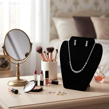16 Pcs Black Velvet Necklace Display Stand Set, Foldable Jewelry Easel Mannequin Bust Holder for Selling and Shows, Store Home Organizer, 7.38 x 8.25 Inches