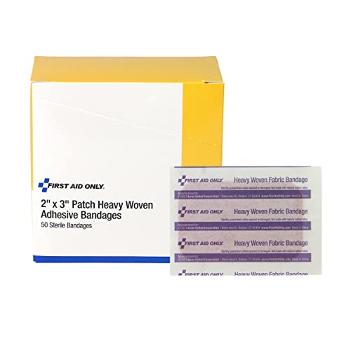 First Aid Only 1-750 Heavy Woven Fabric Adhesive Bandages, 2" x 3" Extra Large, 50 Count - size: 50 Count (Pack of 1)