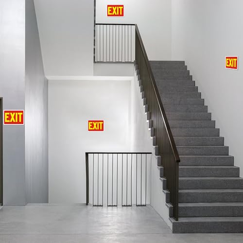 5 Pack Exit Signs, Exit Sign Stickers for Door and Wall Mount - High Visibility Safety Sign, Premium Self-Adhesive Vinyl Easy to Install (Yellow) - color: Exit Sign Yellow