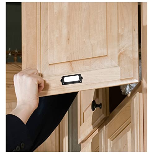 Metal Label Holder, 60mm x 17mm, File Drawer Label Frames, 60pcs - color: Black, size: 60mm x 17mm