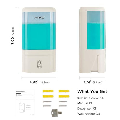 AIKE Liquid Commercial Soap Dispenser,40oz Capacity for Bathroom White - color: White