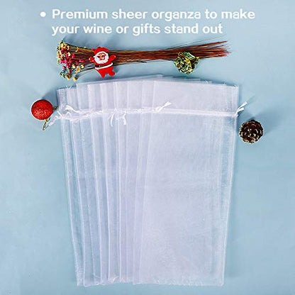 HRX Package 30pcs Mesh Organza Wine Bags for Gift Giving (White) - color: White