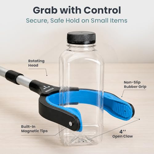 Pelegon Grabbers for Seniors Heavy Duty, 43 Inch Heavy Duty Grabber Reacher Tool, Foldable Long Reach Grabber with 90° Rotating Head, Magnetic Tips, Rubberized Grips, Aluminum Pick Up Tool - 1 Pack - size: 1 Pack