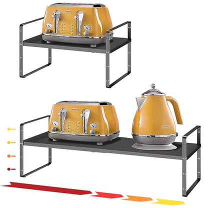 16.5~27.1" Expandable Shelf，1Pack 8.1" Wide Adjustable Height Cabinet Shelves，Black - color: Black, size: 1Pcs // 8''W