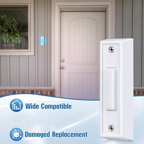 1 Pack Wired Lighted Doorbell Button, Blue LED Switch, White, Bule Light - color: White, Bule Light