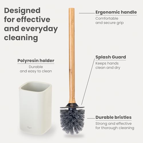 Vigar Zense Toilet Brush and Holder Set, Polyresin Stone, Light Gray - color: Light Gray