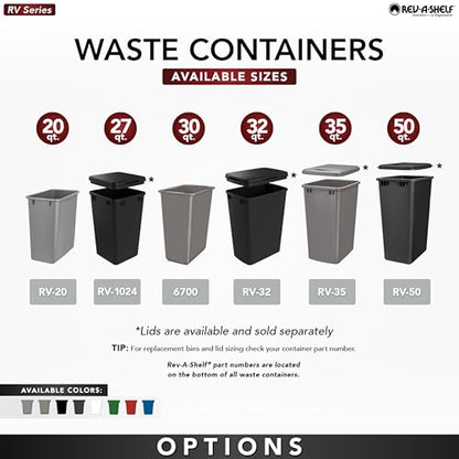 Rev-A-Shelf 30 qt. Silver Polymer Replacement Waste Container Pullouts - color: Silver