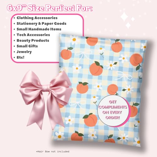 Picksie Mailers- 6x9 Designer Poly Mailers- Cute Shipping Bags - color: Peachy Picnic, size: 6x9