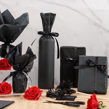 woric 160 Sheets Black Tissue Paper for Gift Bags 20 X 14 Inches - color: Black