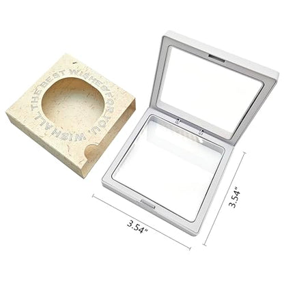 12 PCS Packaging Box 3D Floating Frame Display Stand, Packaging Display Box, Transparent Window Jewelry Case, Jewelry Gift Box, Storage Case，PE Film Anti-oxidation (Off White) - color: Off White