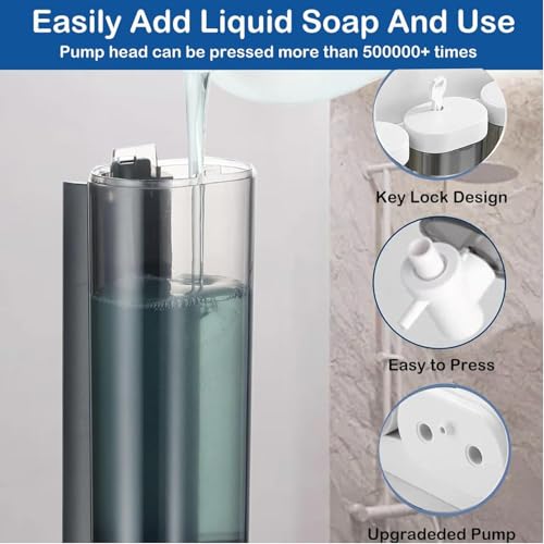 White Wall Mounted Hand Soap Dispenser,Single Shampoo/Conditioner Organizer - color: White