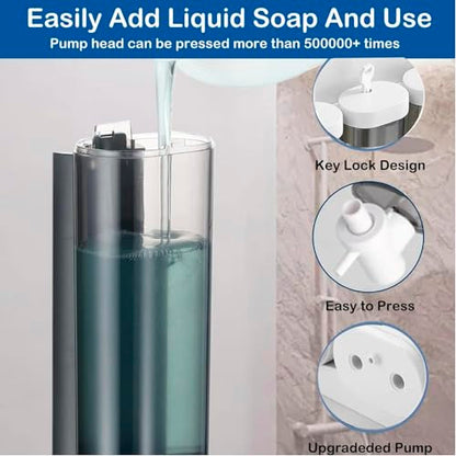 White Wall Mounted Hand Soap Dispenser,Single Shampoo/Conditioner Organizer - color: White
