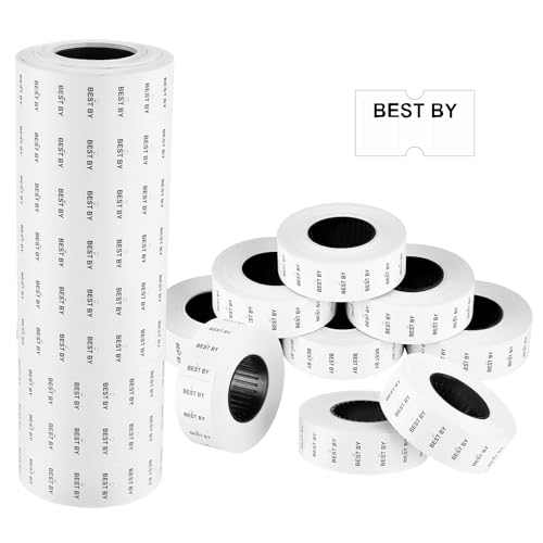 10 Rolls Best by Labels for Price Gun Expiration Date Pantry Labels Bulk 10, 000 Blank Price and Date Gun Label for Containers, Kitchen Stickers for Food Freshness
