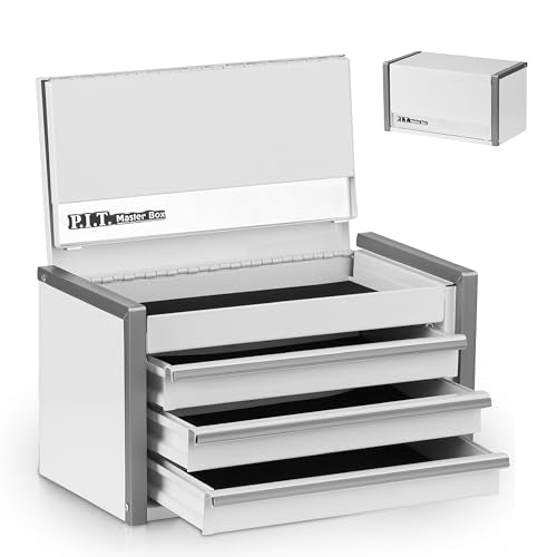 P.I.T. Mini Tool Box,3 Drawers Small Metal Toolbox for Tools Storage,White - color: White, size: 3-Drawer