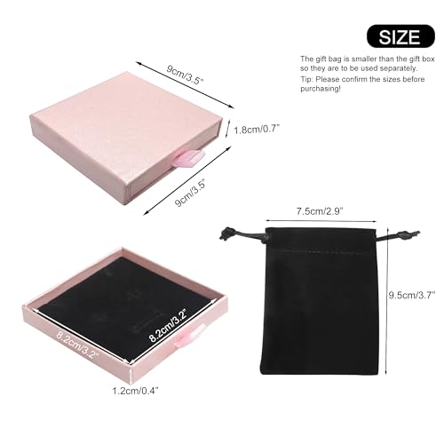 Quacc Jewelry Gift Box, Necklace Bracelet Organizer for Birthday (Pink) - color: Pink