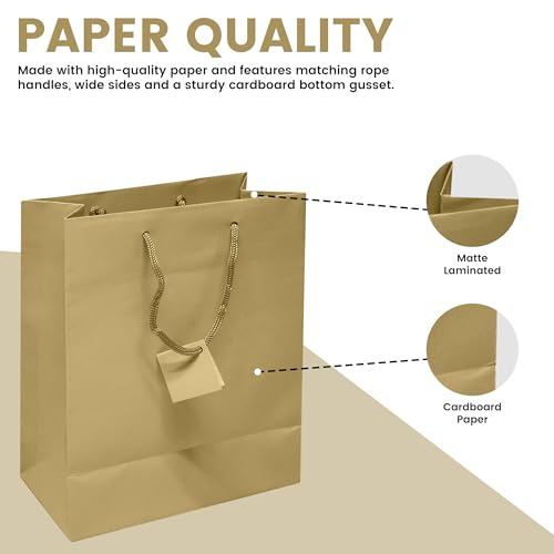 Novel Box Gold Gift Bags with Handles 10 Pack 6.5x3.5x6.5 Inches - color: Gold, size: Medium