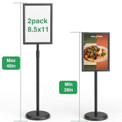 GUOHONG 2Pack Sign Stand 8.5x11 Inch, Adjustable Floor Standing Sign Holder