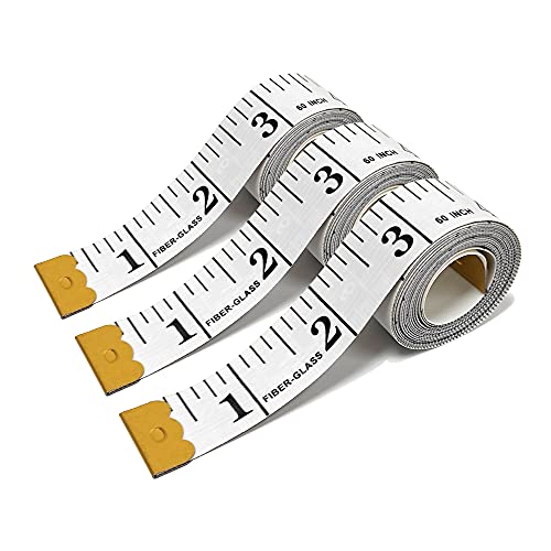 3 Pack Soft Measuring Tape for Body ,Double Scale Fabric Craft Tape Measure Sewing Tailor Cloth Flexible Ruler for Weight Loss 60 inch/150cm,White - size: 3