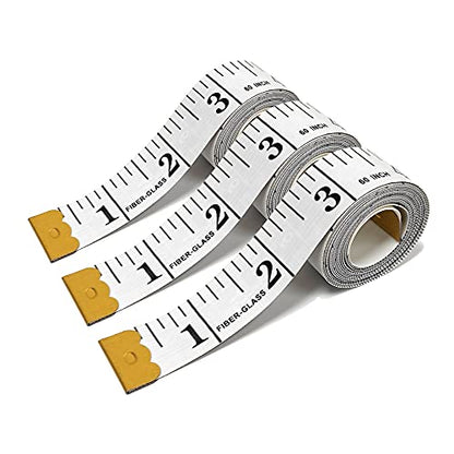 3 Pack Soft Measuring Tape for Body ,Double Scale Fabric Craft Tape Measure Sewing Tailor Cloth Flexible Ruler for Weight Loss 60 inch/150cm,White - size: 3
