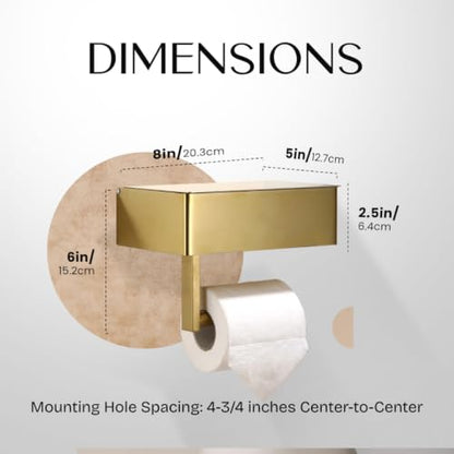 Day Moon™ - Toilet Paper Holder with Shelf & Storage - Wall Mount, Gold - color: Gold