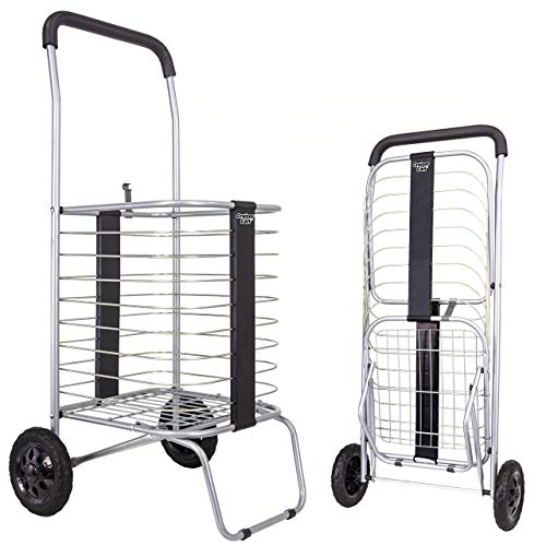 dbest Products Cruiser Cart Shopping Grocery Rolling Folding Laundry Basket on Wheels Foldable Utility Trolley Compact Lightweight Collapsible, Black - color: Black, style: 2-Wheel