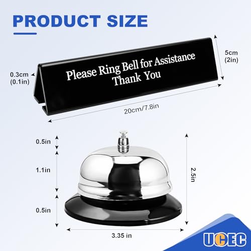 UCEC Desk Bell for Service, Ring Bell Sign, Dinner Bell for Inside - size: 1+1 Pack
