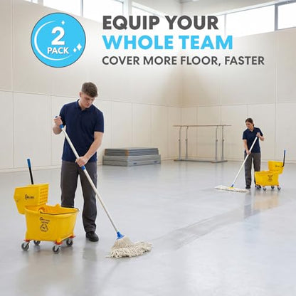 SIMPLI-Magic Side Press Wringer Commercial Mop Bucket on Wheels, 2-Pack, 26 Quart, Yellow, Polyethylene - size: Two Pack
