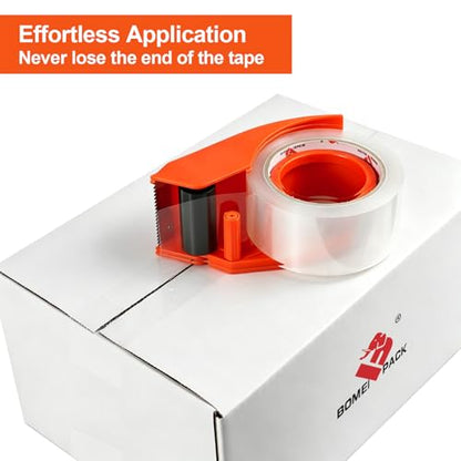 BOMEI PACK Heavy Duty Packing Tape with Dispenser 1.88'' x 66 YDs, Clear Box Tape for Packaging Shipping Moving Storage and Mailing, Strong Package Tape 3 Rolls + 1 Dispenser, Total 198 YDs