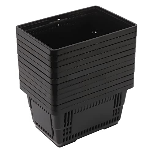 12pcs Shopping Baskets With Handles Stackable Plastic Shopping Baskets 21L Durable Plastic Shopping Cart Portable Shopping Basket For Supermarket Retail Shop Book Store Laundry (12psc black) - color: 12psc black