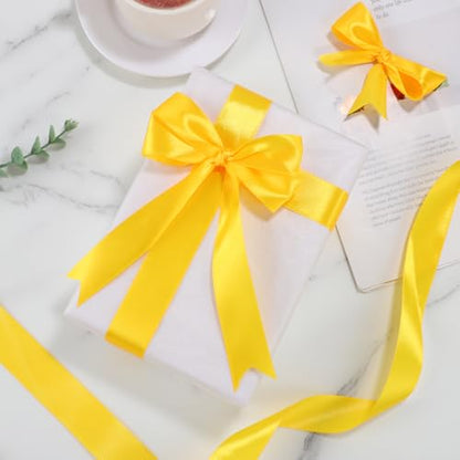 woric Yellow Ribbon 1 Inch 50 Yards Fall Satin Ribbon - color: Yellow