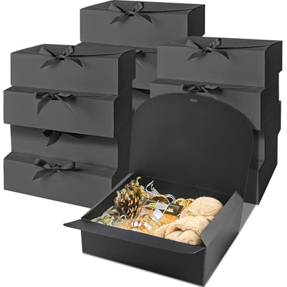 Ocmoiy 12 Pack Black Gift Boxes with Lids, 10.6 x 7.8 x 3.1 Inch - color: Black