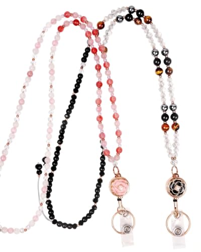 2 PCS Teacher Lanyard for ID Badges and Keys - color: Black&pink