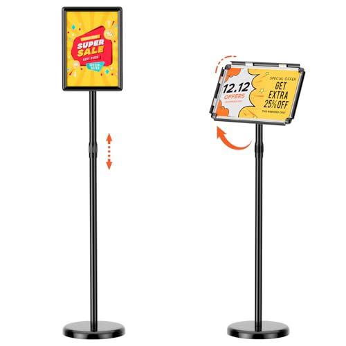 8.5"x11" Adjustable Floor Stand Sign Holder w/ Round Corner, 1 Pack - size: 8.5x11 Inch with Rounded Corners