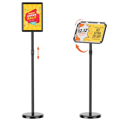 8.5"x11" Adjustable Floor Stand Sign Holder w/ Round Corner, 1 Pack - size: 8.5x11 Inch with Rounded Corners